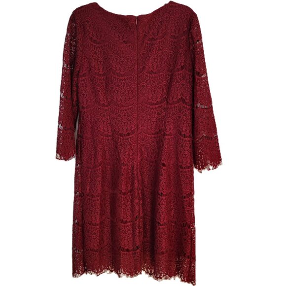 RN Studio By Ronnie Nicole Burgundy Lace Dress - Picture 2 of 9
